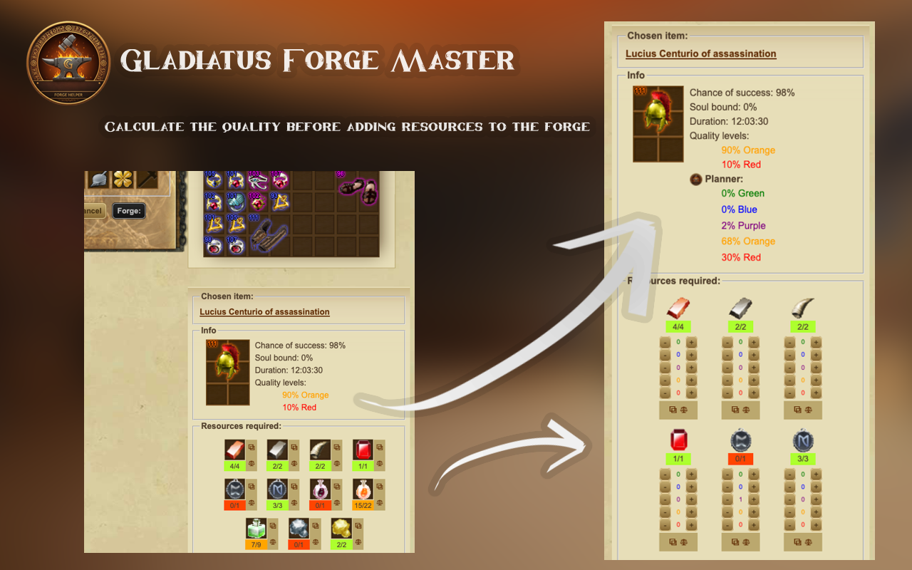 Screenshot showing forge planner feature