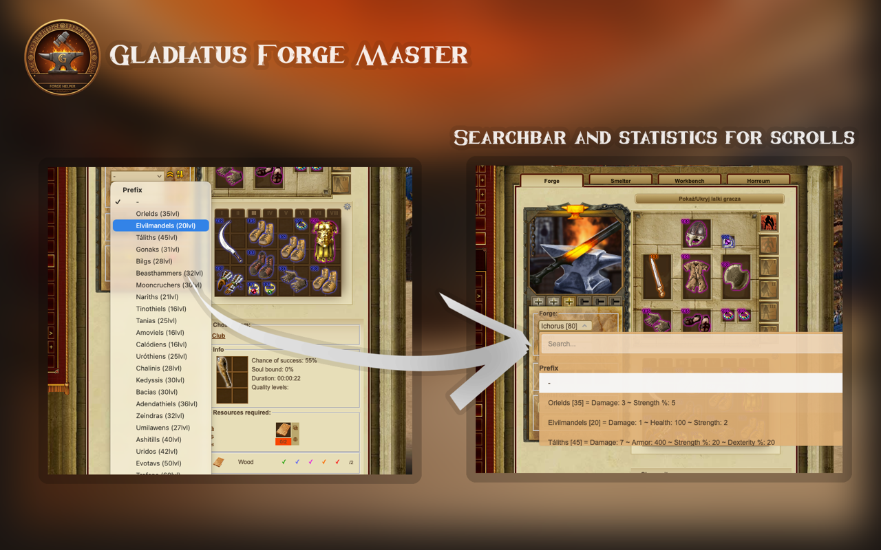 Screenshot showing scroll search feature